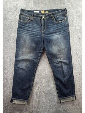 KUT from the Kloth Women's Cuffed Boyfriend Jeans Size 10 Blue Denim